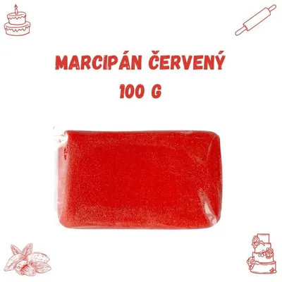 Červený mandlový marcipán Frischmann 100 g na modelování a zdobení dortů