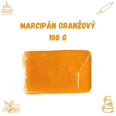 Oranžový marcipán Frischmann s 36 % mandlí v balení 100 g pro modelování figurek a zdobení dortů
