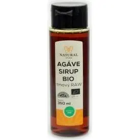 Tmavý BIO agáve sirup Natural Jihlava v 350ml láhvi pro slazení dortů, krémů a polev