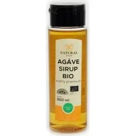 Natural Jihlava BIO světlý agáve sirup v lahvi 350 ml jako přírodní tekuté sladidlo do dezertů a pečiva
