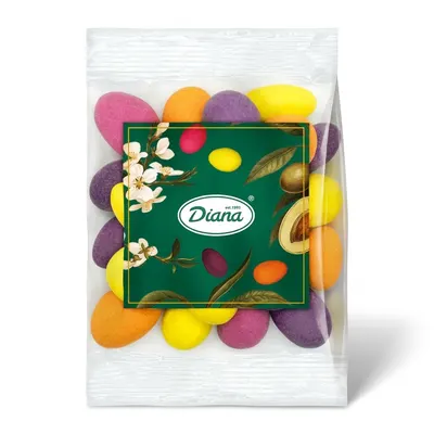 Mandle v barevné krustě značky Diana v balení 100 g pro zdobení dortů a cukrářských výrobků