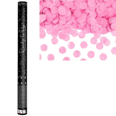 Vystřelovací konfety v růžové barvě PartyDeco o délce 60 cm pro odhalení pohlaví miminka na gender reveal párty