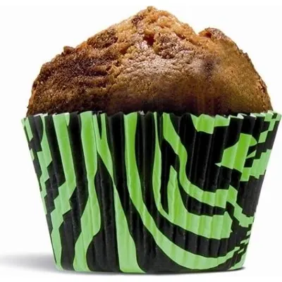 Papírové košíčky na muffiny s černo-zeleným tygrovaným dekorem od značky House of Marie, sada 50 kusů
