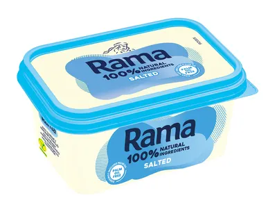 Rama máslová příchuť jemně slaná chlazená v balení 400 g, vhodná na pečivo i do vaření a pečení