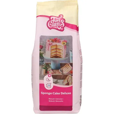 Směs na piškotový dort Deluxe od značky FunCakes v balení 1 kg pro rychlé pečení nadýchaného korpusu