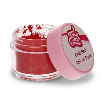 Prachová barva FunCakes v odstínu červené chilli pro zdobení fondánu a marcipánu, balení 4 g