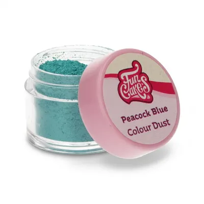 Prachová jedlá barva FunCakes v odstínu Peacock Blue pro zdobení dortů a cukroví