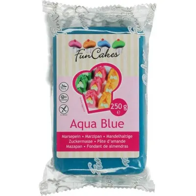 Modrý marcipán FunCakes Aqua Blue 250 g v tyrkysovém odstínu pro zdobení dortů a modelování figurek