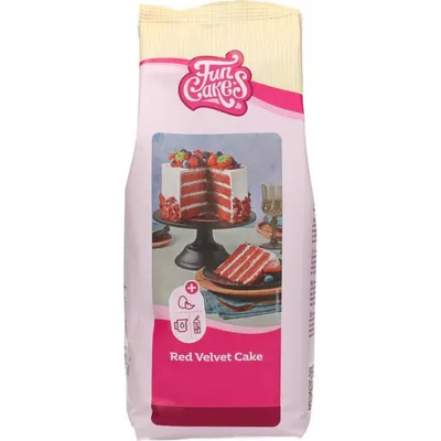 Směs na Red Velvet od značky FunCakes v balení 1 kg na přípravu vláčného sametového korpusu na dorty a cupcakes