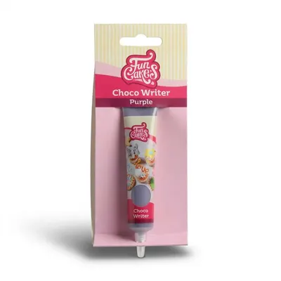 Fialová čokoládová poleva FunCakes Choco Writer v tubičce 25 g na zdobení a psaní nápisů na dorty a dezerty