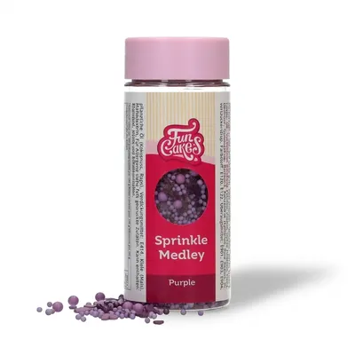 Cukrový posyp FunCakes Sprinkle Medley v tmavě fialové směsi perliček a konfet na zdobení dortů a cukrovinek