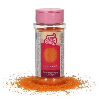 Dekorační cukr FunCakes Sanding Sugar v oranžové barvě s třpytivými krystaly na zdobení dortů a dezertů