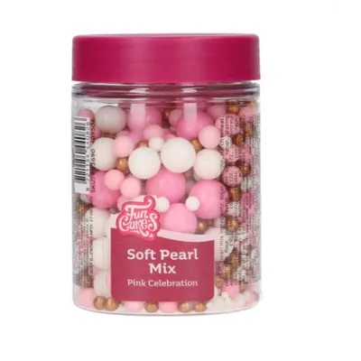 Cukrové perly FunCakes v růžové, bílé a zlaté barvě na zdobení dortů, balení 80 g