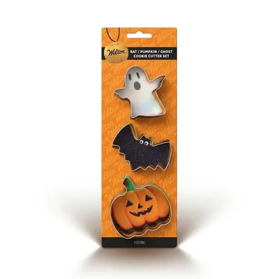 Sada kovových vykrajovátek Wilton ve tvaru ducha, dýně a netopýra pro halloweenské pečení