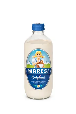 Kondenzované neslazené plnotučné mléko MARESI Alpské Mléko v plechovce 500 g, vhodné do dortů, krémů a náplní