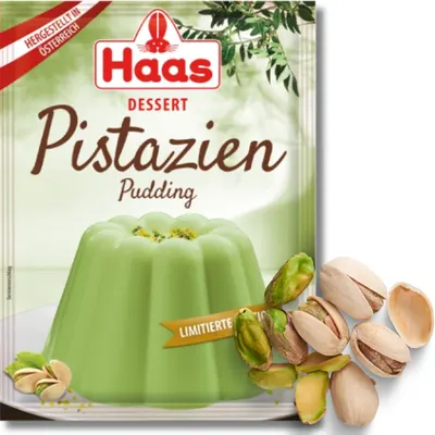 Dezertní puding HAAS s příchutí pistácie v prášku na přípravu hladkého krému