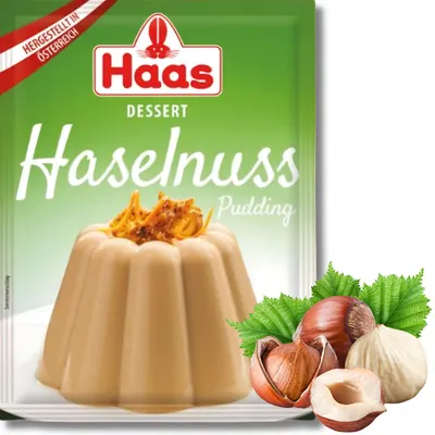 Dezertní puding HAAS s příchutí lískových ořechů v sáčku 37 g k přípravě krému