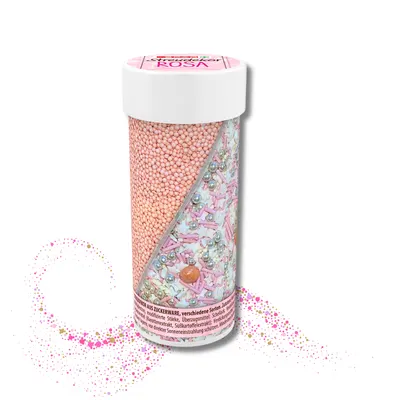 Rakouské růžové cukrářské sypání pro zdobení dortů, cupcaků a cukroví, balení 60 g