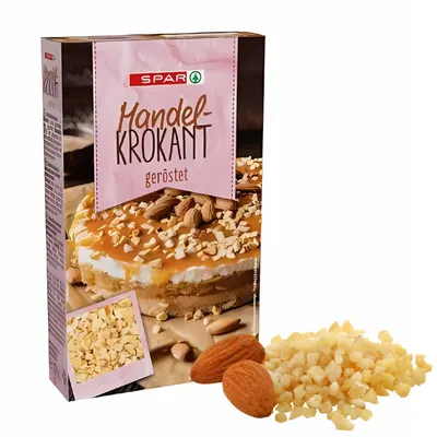 Mandlový krokant SPAR pražený rakouský, balení 150 g, k dozdobení dortů, cukroví a zmrzlinových pohárů