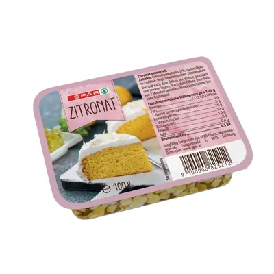 Kandovaná citrónová kůra SPAR v balení 100 g vhodná do pečiva a cukrářských výrobků