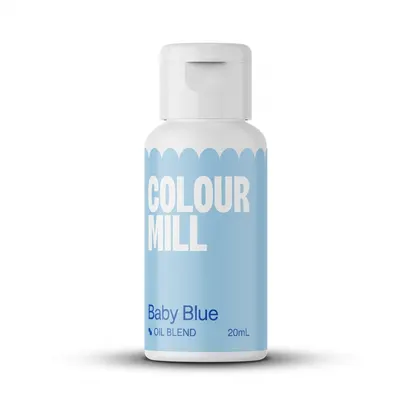 Tekutá olejová barva Colour Mill v světle modrém odstínu baby blue pro barvení krémů a čokolády, objem 20 ml