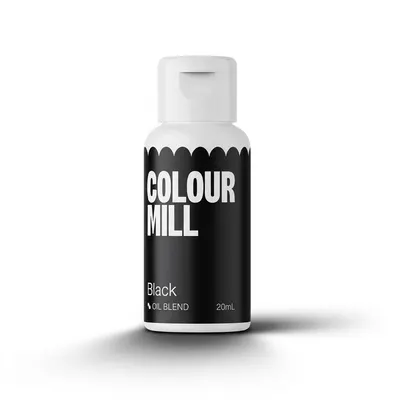 Tekutá olejová potravinářská barva Colour Mill v černém odstínu o objemu 20 ml pro barvení krémů a čokolády