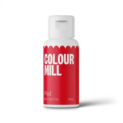 Tekutá olejová barva Colour Mill v červeném odstínu na tukové bázi pro barvení krémů, ganache a čokolády
