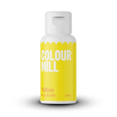 Tekutá olejová barva Colour Mill ve žluté barvě v objemu 20 ml na barvení čokoládových a máslových krémů