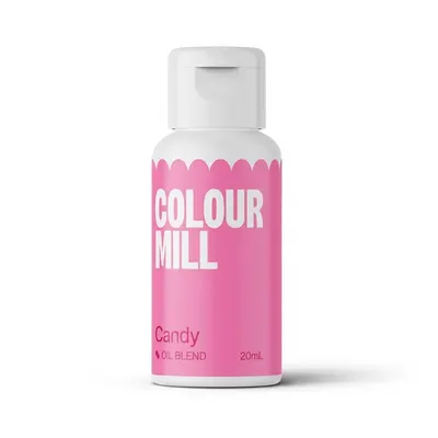 Tekutá olejová barva Colour Mill v odstínu candy pro obarvení tuků, krémů a bílé čokolády v pastelově růžové barvě