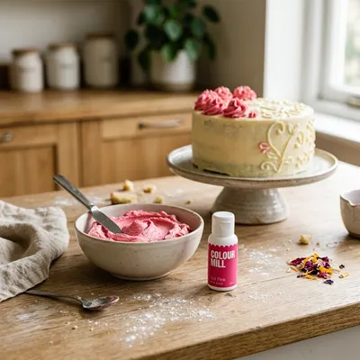 Tekutá olejová barva Colour Mill v sytém růžovém odstínu hot pink pro probarvení krémů a čokolády