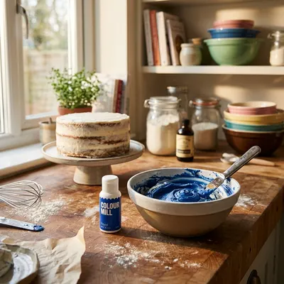 Tekutá olejová barva Colour Mill v tmavě modrém odstínu royal blue pro obarvení krémů, čokolády a těsta