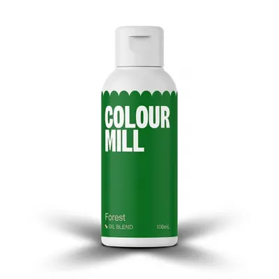 Tekutá olejová barva Colour Mill v odstínu lesní zelená o objemu 100 ml pro barvení krémů a čokolády