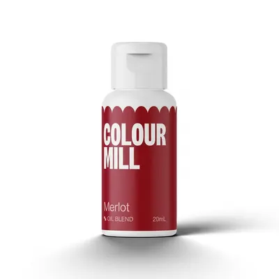Tekutá olejová barva Colour Mill v tmavě červeném odstínu merlot pro barvení krémů, čokolády a těst