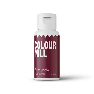 Tekutá olejová barva Colour Mill v odstínu bordó pro barvení krémů a čokolády s objemem 20 ml