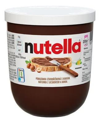 Oříšková pomazánka Nutella od značky Nutella o hmotnosti 200 g ve skleničce, vhodná jako náplň do dortů a palačinek