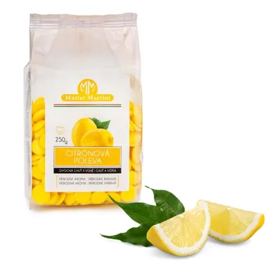 Žlutá mléčná poleva Master Martini s citronovou příchutí na zdobení a polévání dezertů a dortů