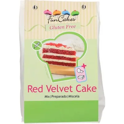Směs na bezlepkový red velvet korpus FunCakes v balení 400 g pro přípravu vláčného dortového těsta