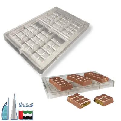 Polykarbonátová forma na šest malých čokoládových tabulek Dubaj pro výrobu lesklé čokolády