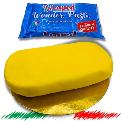Žlutá potahovací hmota na dort LAPED v gramáži 1 kg, elastická italská hmota pro potahování a modelování dortů