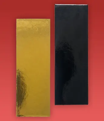 Papírová podložka pod minidezerty v zlato-černé barvě, rozměr 15x4 cm, balení 100 kusů