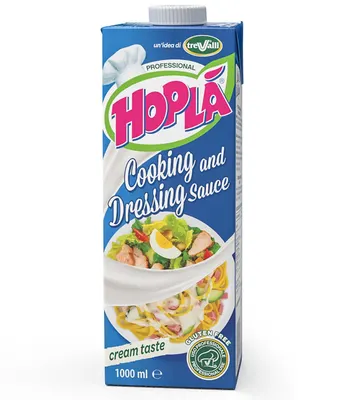 Rostlinný krém TREVALLI Hoplá na vaření a šlehání, 1 l, alternativa ke smetaně pro slané i sladké pokrmy