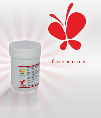 Červené kakaové máslo v kelímku 30 g pro obarvení a zdobení cukrářských výrobků a čokolády