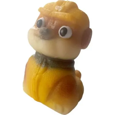 Marcipánová figurka psího hrdiny Rubbla z pohádky Paw Patrol na zdobení dortu, značka Frischmann, velikost 5,5x4 cm