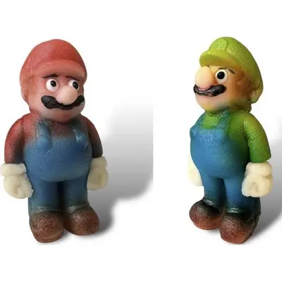 Marcipánové figurky postaviček Super Mario a Luigi od značky Frischmann na zdobení dortu