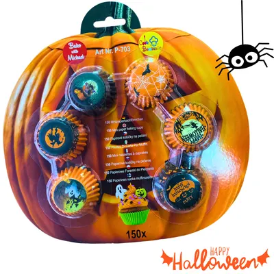 Papírové halloweenské košíčky na nepečené cukroví v podzimních barvách a motivech, balení 150 kusů od značky Alvarak