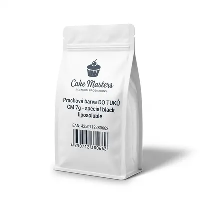 Cake Masters prachová barva do tuků v černé barvě, 7 g, určená k barvení čokolády a kakaového másla