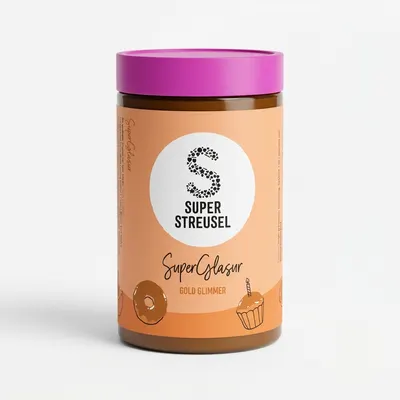 Zlatá třpytivá glazura v prášku Super Streusel Gold Glimmer na zdobení dortů a dezertů