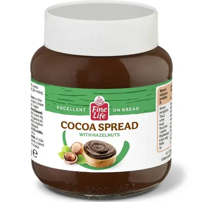 Lískooříškový kakaový krém FINE LIFE v balení 350 g, vhodný na roztírání i do cukrářských náplní