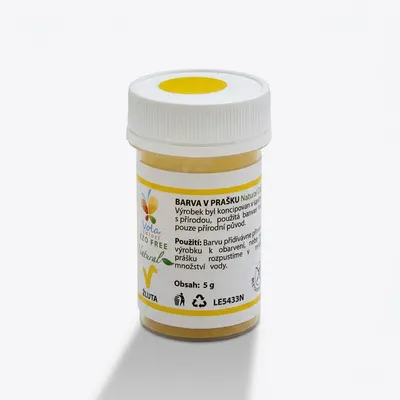 Přírodní žlutá barva v prášku Natural Line od Vola colori na obarvení dortů, polev a krémů, 5 g