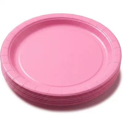 Papírový talíř růžový 22,8 cm, 8 ks